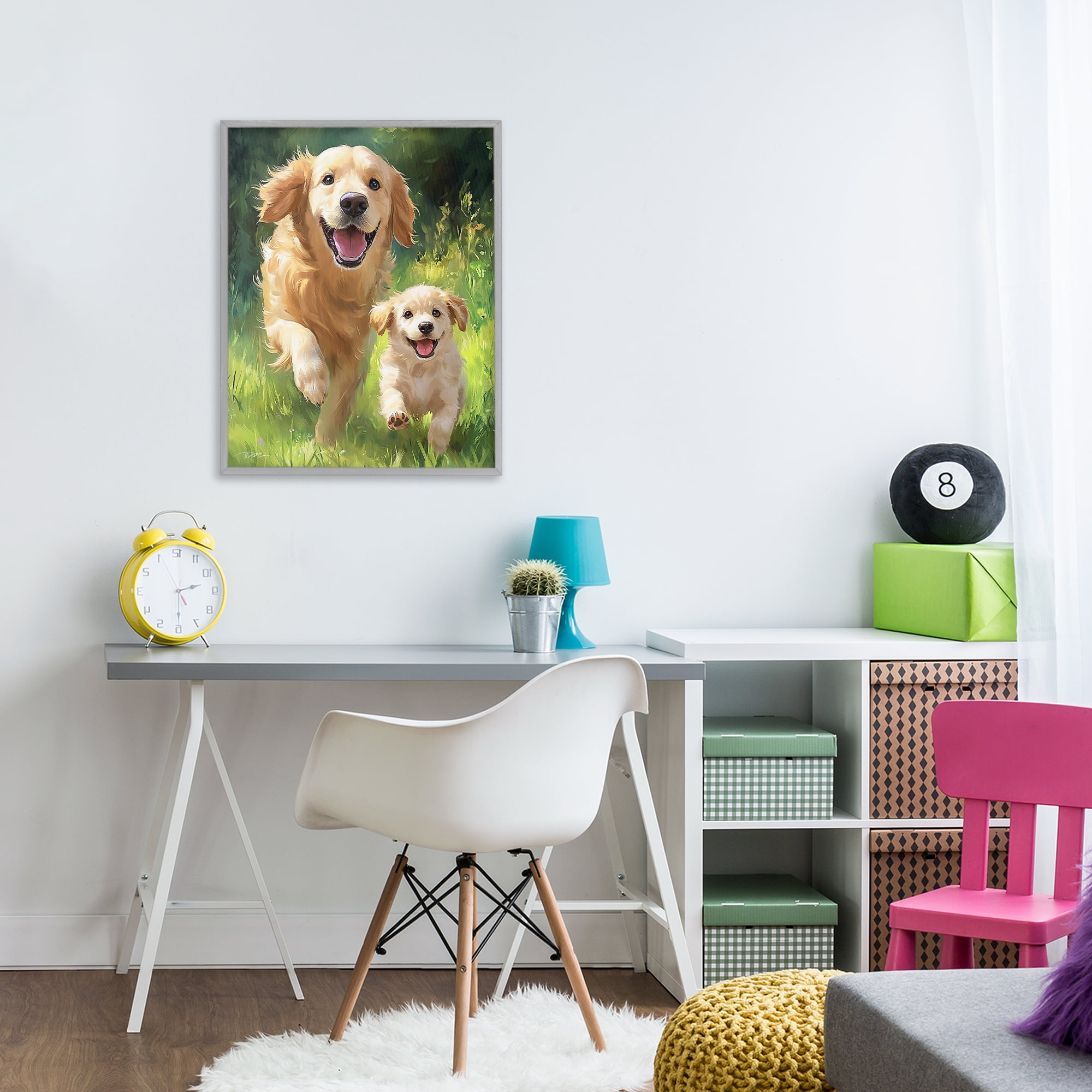 Father & Son Labrador Gray Framed Giclee Art, design by Momart