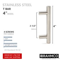 30 Pack 4 Stainless Steel T Bar Cabinet Pulls 2 5 Inch Hole