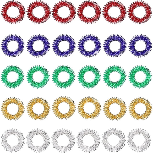 30 Piezas Anillos de Acupresión Anillos Sensoriales para Dedos Alivio del Estrés Masajeador Sensorial para Adolescentes Adultos