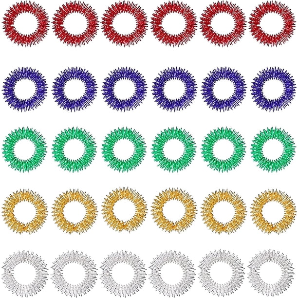 30 Piezas Anillos de Acupresión Anillos Sensoriales para Dedos Alivio del Estrés Masajeador Sensorial para Adolescentes Adultos