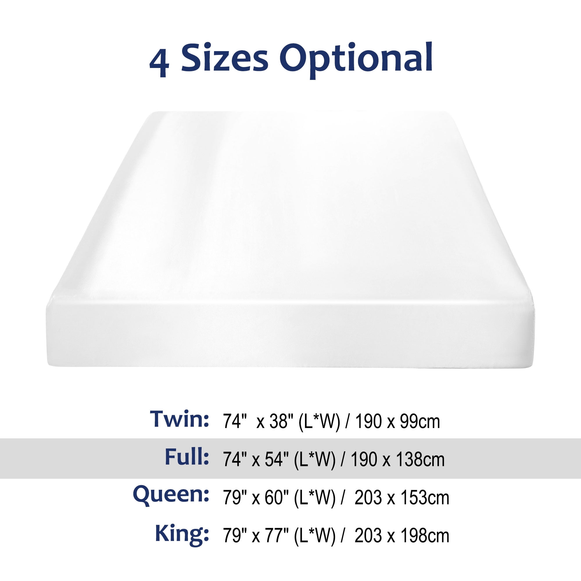 Unique Bargains 12" Large Pocket Satin Silk Fitted Sheet Full Pearl White