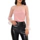 thumbnail image 1 of Blusa de manga larga de encaje con campana y cuello redondo, estampado de corazones y puntos, edición INSPIRE CHIC, M, rosa, 1 of 7