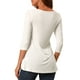 thumbnail image 3 of INSPIRAR CHIC Blusas de Mujer Cuello Redondo de Manga 3/4 con Botones Decorativos y Dobladillo Irregular Estilo Casual 2XL Blanco, 3 of 7
