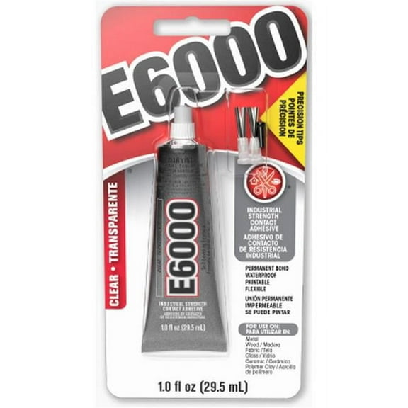 Eclectic Products 228109 1 oz E6000 Industrial Strength Adhesive with 4 Applicator Tips, Clear