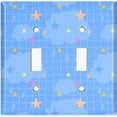 thumbnail image 2 of Metal Light Switch Wall Plate Outlet Cover (Sky Cloud Stars Rain Drops Check Pattern - Double Toggle), 2 of 2