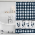 thumbnail image 3 of Farmhouse Blue Plaid Shower Curtain, Waterproof Shower Curtains for Bathroom, Vintage Country Cock Checkered Washable Fabric Bathtub Curtain Set Bath Decor with 12 Hooks Extra Long 72"x96", 3 of 8