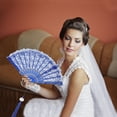 thumbnail image 5 of Unique Bargains Lace Trim Orchid with Tassel Folding Fan 1 Pc Blue, 5 of 5