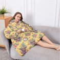 thumbnail image 5 of Oversized Wearable Blanket Hoodie,Yellow Highland Cow Flower Pattern Sherpa Blanket Hoodie with Super Pockets,Super Warm Fuzzy Pullover for Women & Men, 5 of 6