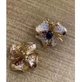 thumbnail image 3 of ORLOV DIAMONDS Flower Stud Earring 2.30Ct Oval Cut Lab Created Sapphire 14K Yellow Gold Plated, 3 of 5