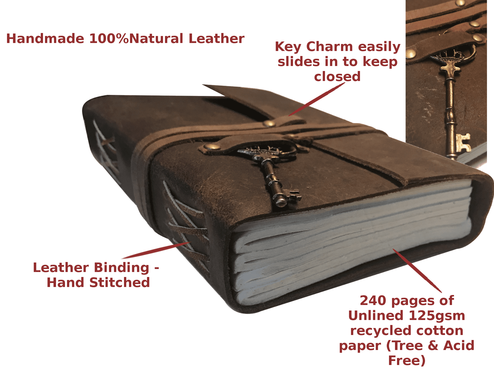 EMCOLLECTION Premium Leatherbound Writing Journal Set: Real Authentic  Antique Style & Handmade W Lined Paper & Blank Pages for Writing, Travel  Diary