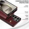 thumbnail image 3 of Allytechgroup Wallet Phone Case for Samsung Galaxy S22 Plus, Built-in Shoulder Strap Lanyard Stand RFID Blocking Shockproof Protective Back Cover for Samsung Galaxy S22 Plus, Winered, 3 of 7