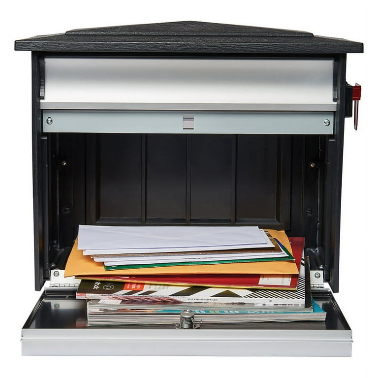 Mailsafe Medium, Aluminum, Locking, Wall-Mount Mailbox, Black Mailsafe Medium, Aluminum, Locking, Wall-Mount Mailbox, Black