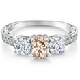 thumbnail image 3 of Gem Stone King 2.27 Ct Oval Peach Morganite 925 Sterling Silver Ring, 3 of 6
