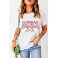 thumbnail image 3 of Patriotic Casual Tee with Bow Knot Print and Crew Neck - White, 3 of 7