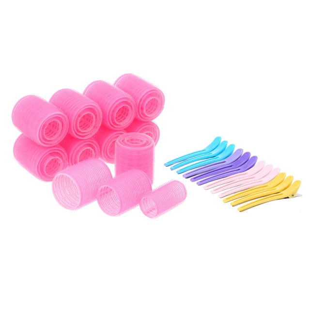 30PCS Hair Rollers Set Self Grip Salon Hairdressing Curlers with 12PCS Duckbill Clips DIY Curling