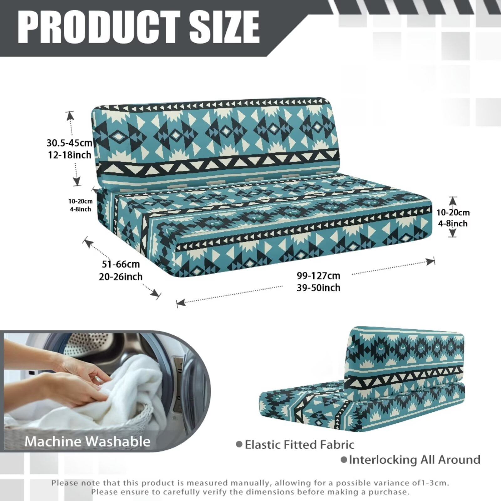 Uorisanigo RV Dinette Cushion Covers, Stretch Camper Accessories RV Dinette Cushions Soft Blue Aztec Print Camper Sofa Cover Furniture Protection Washable ＆ Easy to Install