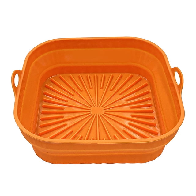 Revestimiento de silicona para freidora de aire Hugtrwg Plegable para hornear en Microondas cuadrado naranja