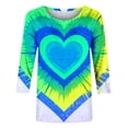 thumbnail image 5 of KIHOUT Fashion Tops Women's Valentine's Day Printed T-shirt Mid-length 3/4 Sleeves Blouse Round Neck Casual Tops,Size S-2XL, 5 of 6