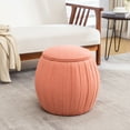 thumbnail image 2 of Designs4Comfort Vanessa Round Accent Storage Ottoman in Red Fabric, 2 of 6