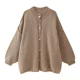 thumbnail image 4 of Suéter holgado de moda francesa para mujer, cárdigan con botones de metal y cuello redondo, botonadura sencilla, abrigo informal para otoño e invierno, prendas de vestir para mujer, 4 of 5