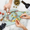 thumbnail image 4 of 1970s Cutting Board, Peace Designed from Colorful Flower Blooms and Rainbow Stripes Spring Season, Decorative Tempered Glass Cutting and Serving Board, in 3 Sizes, by Ambesonne, 4 of 5
