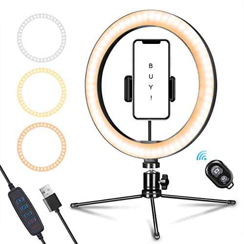 10” LED Ring Light with Tripod Stand & Phone Holder 360 Spin Wireless Remote 