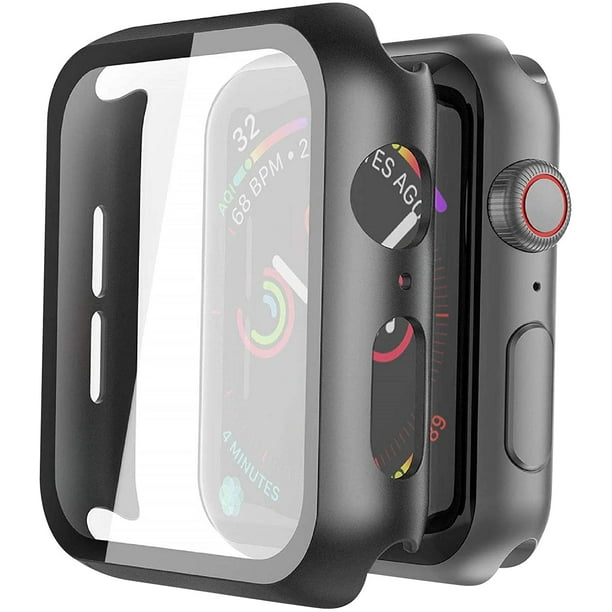 Hard PC Case with Tempered Glass Screen Protector Compatible with Apple Watch Series 6 SE Series 5 Series 4 40mm Black 2 Pack Walmart