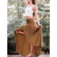 thumbnail image 5 of Hanerdun Women Solid Pleated A-Line Skirts Female Split Beach Skirt Brown M, 5 of 6