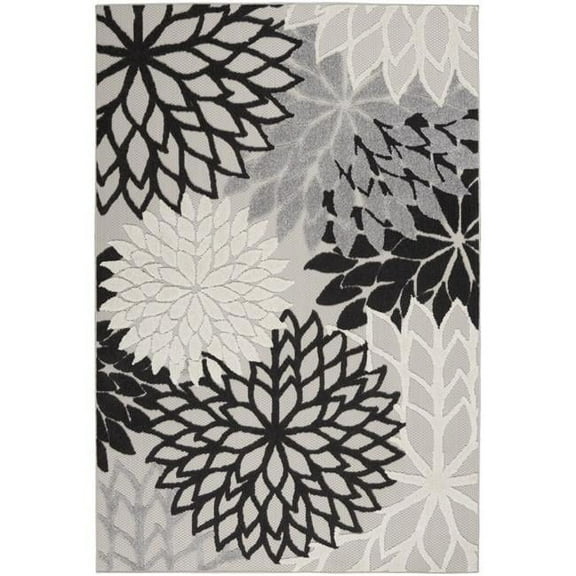 5 x 7 ft. Black Gray White Indoor & Outdoor Area Rug