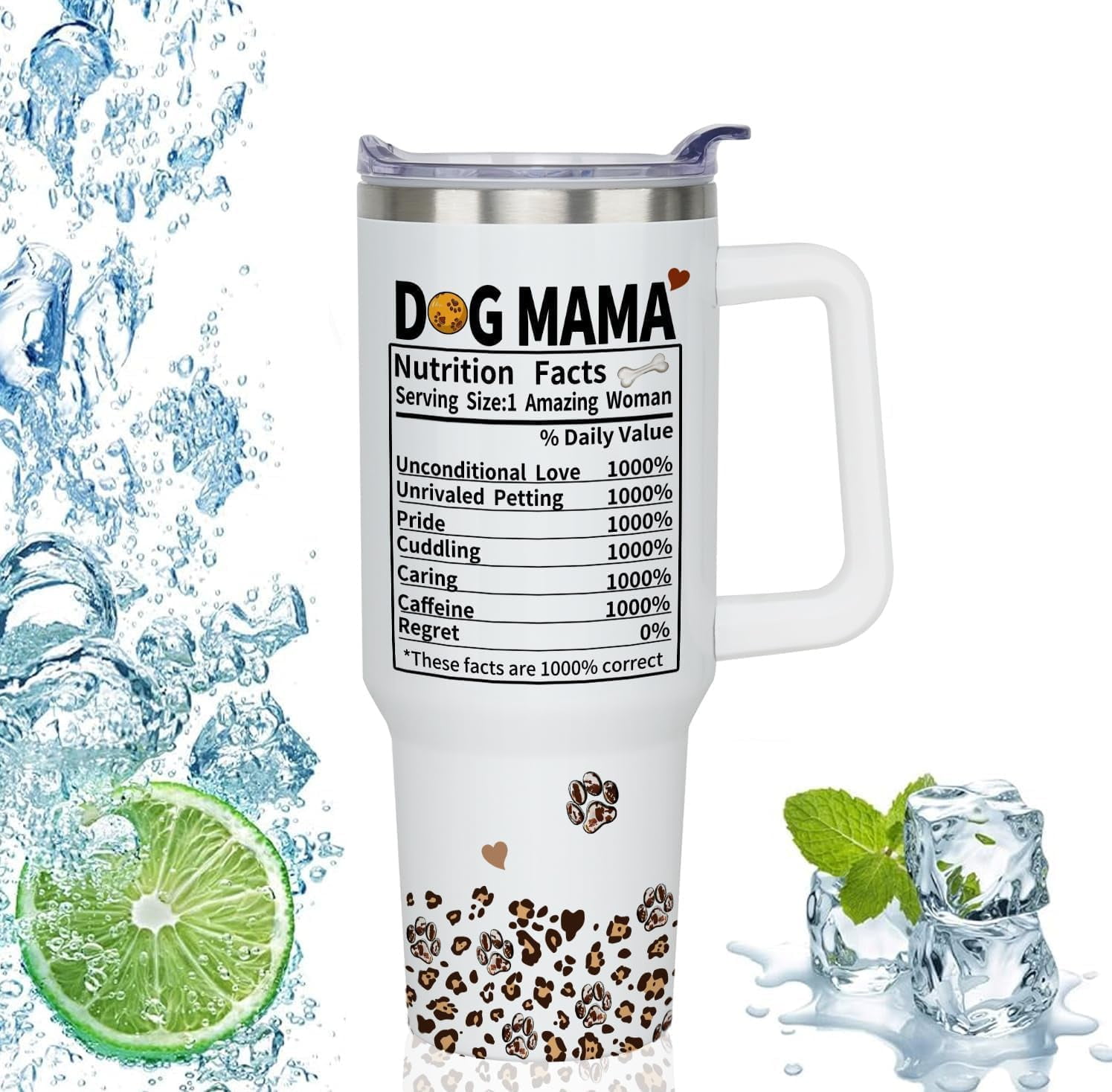 Best Dog Mom Mothers Day Birthday Christmas Gifts for Women, 40 oz Dog Mom Cup Tumbler with Handle Lid and Straw, Dog Lover Gifts for Dog Moms