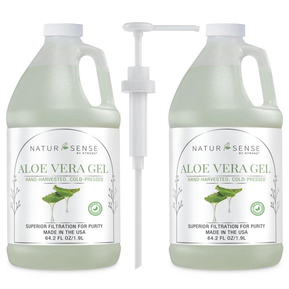 Gel de aloe vera orgánico NTRSNS, paquete de 2 unidades, 3,8 L con bomba, 99% puro