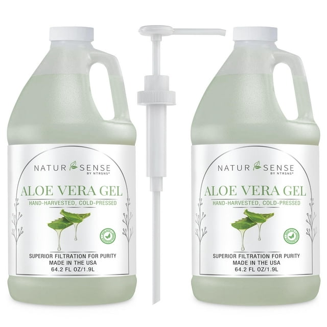 Gel de aloe vera orgánico NTRSNS, paquete de 2 unidades, 3,8 L con bomba, 99% puro