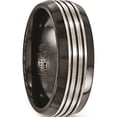 thumbnail image 4 of Edward Mirell Titanium Black Ti Flat Top Beveled Edge 8mm Band, 4 of 6