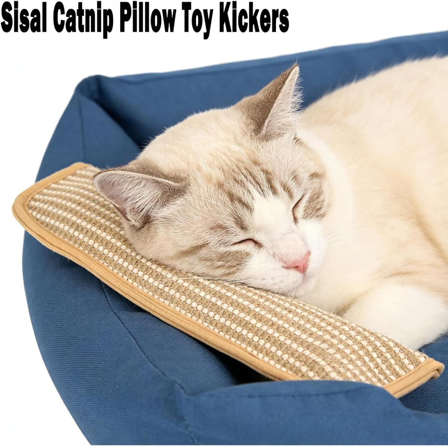 Interactive Refillable Catnip Chew Toy, Durable Sisal Kicker Pillow for Teething & Scratching, Suitable for Kittens & Adult Indoor Cats