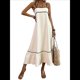 thumbnail image 2 of Vestido de Verano para Mujer, con Tirantes Finos, Informal, Fluido, de Encaje, Midi, para Playa, 2025. Albaricoque L, 2 of 7