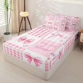 thumbnail image 2 of Erosebridal Coquette Patchwork Zipper Twin Comforter Sets with Fitted Sheet and 2 Pillowcases,Pink Bow Gingham Zipper Bedding Set For Girls,Pink Reversible,4-Piece, 2 of 7