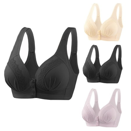HOMBOM No Underwire Bras for Women 3PC Full Coverage Nursing Bra Pack Push-Up Comfortable Bra