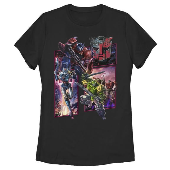 Women's Transformers Autobots Character Panels  Graphic Tee Black 2X Large