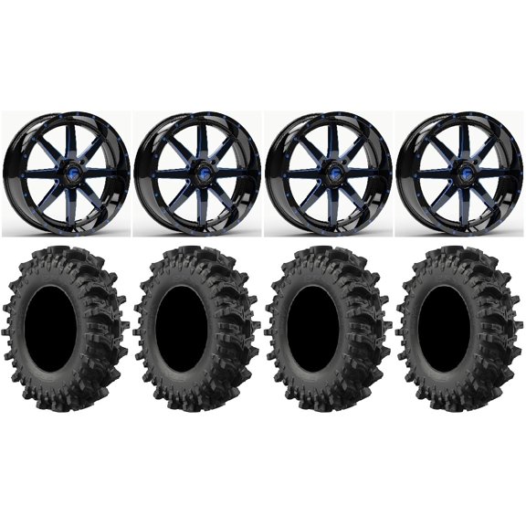 Fuel Maverick 20" Wheels Blue 33" MotoSlayer Tires Sportsman RZR Ranger