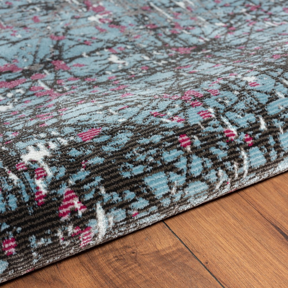 Ox Bay Pulse 7'6" x 9'6" Blue/Black Abstract Performance Indoor Area Rug