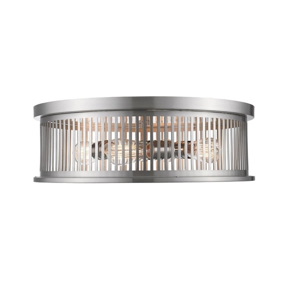Z-Lite 334F4 Camellia 4 Light 20" Wide Flush Mount Drum Ceiling Fixture - Nickel