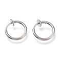 thumbnail image 3 of 4 pc Resistant 304 Stainless Steel Retractable Clip-on Hoop Earrings For Ears with Spring Findings Stainless Steel Color 13x0.8~1.5mm, 3 of 3