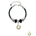 thumbnail image 2 of Delight Jewelry Beaded Clear Goldtone Crystal Horseshoe with Good Luck Big Sister Celtic Knot Leather Bead Bracelet, 7"+2" Extender, 2 of 4