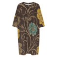 thumbnail image 4 of Floral Rug Brown Yellow Blue Sleepshirts For Sleeping Travels Loose Sleepdress Pajama Dress Soft Nightdress Sleepwear, 4 of 7