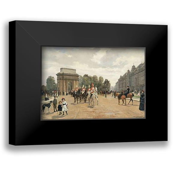 Baratti, Felippo 14x11 Black Modern Framed Museum Art Print Titled - The Life Guards Passing Hyde Park Corner, London