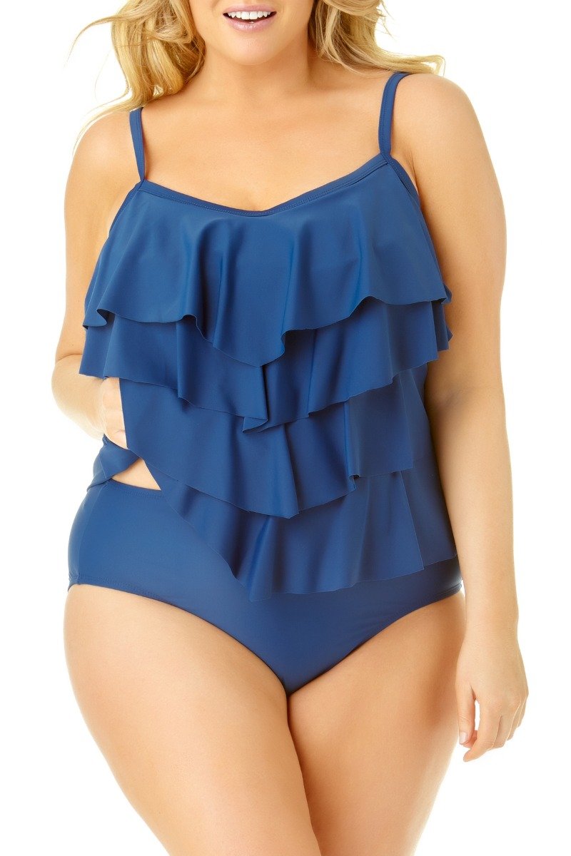 Catalina Plus Size Ruffle Tankini Top - Walmart.com