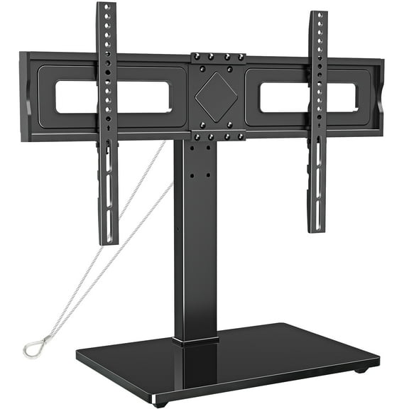 MOUNT PRO Universal Table Top TV Stand for 37-75" TVs Flat Screen with 9 Height Adjustable, Desktop TV Base with Tempered Glass Base, Max 600x400mm, Holds up to 88 lbs