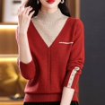 thumbnail image 3 of Women Vintage Splicing Panelled Sweaters Autumn Winter Streetwear Fashion Mock Neck Long Sleeve Casual Slim Knitted Pullovers, 3 of 5