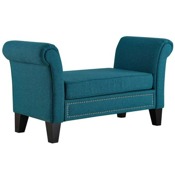 Modway Rendezvous Modern Polyester Fabric and Wood Bench in Teal Blue
