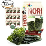 Organic Kimnori Seasoned Roasted Seaweed Snacks - 4g X 12 Pack Net 1.69 oz (48g) Kim Nori - 12 Individual Packs 12 Pack (Korean BBQ)